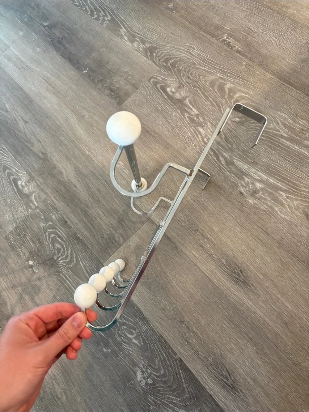 White and Chrome Wall Hook Rack - Home Wall Decor